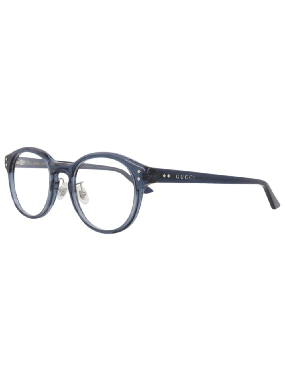New Gucci Women's Eyeglasses Round Oval Recycled Acetate Frame Mens Blue Blue